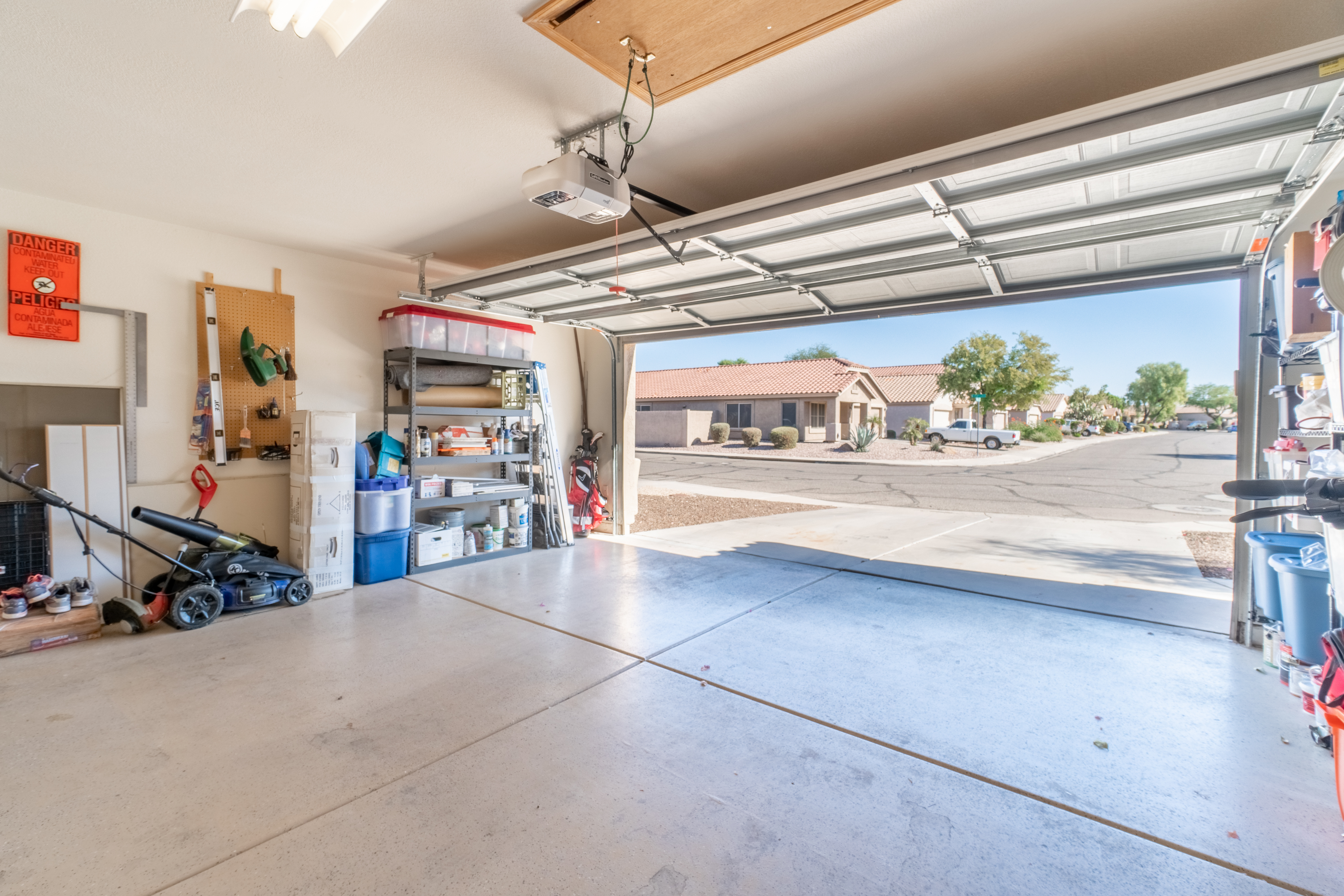 interior of garage with concrete sealant 